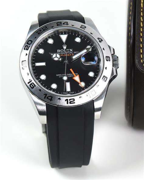 rolex explorer ii on rubber strap|Rolex explorer 2 leather strap.